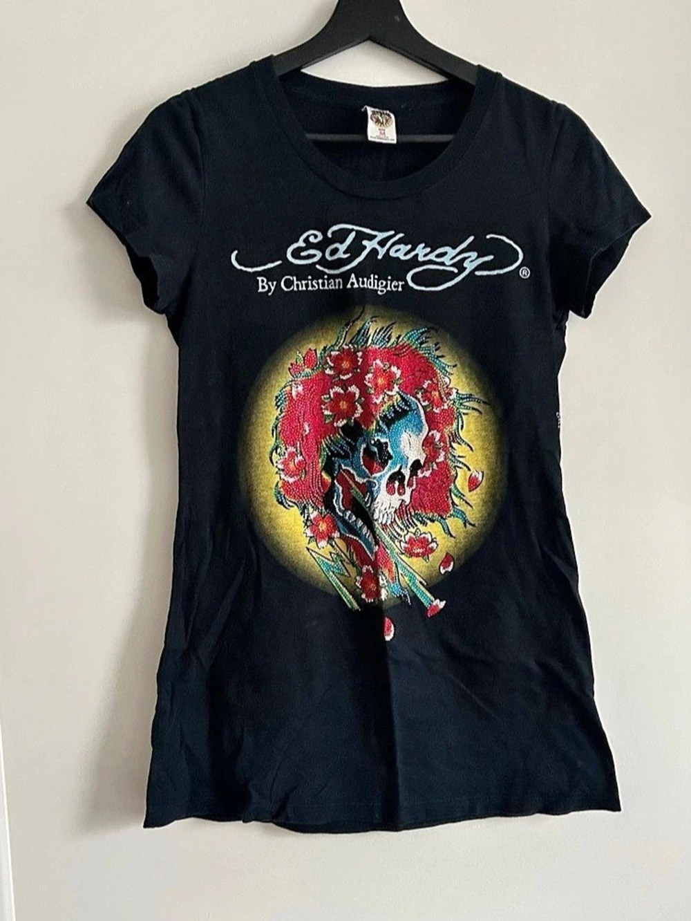 Vintage Ed Hardy Bejeweled Skull Tee